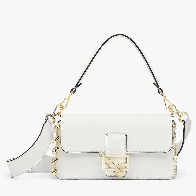 Cheap Fendace White Bag Calf Fendi In with Leather Medium Baguette Pin Brooches 0611